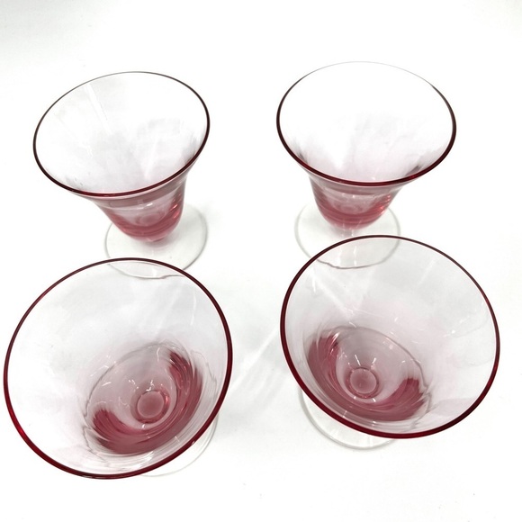TIFFIN-FRANCISCAN Wisteria Pink Dessert Water Fruit Cocktail Glass Cups Set of 4 - Picture 7 of 16